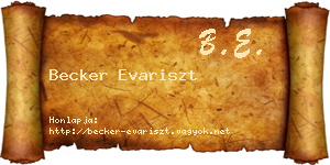 Becker Evariszt névjegykártya